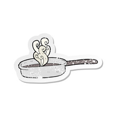 retro distressed sticker of a cartoon frying pan