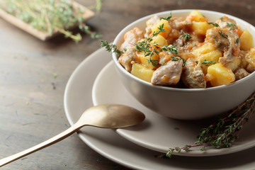  Irish stew sprinkled with green thyme.