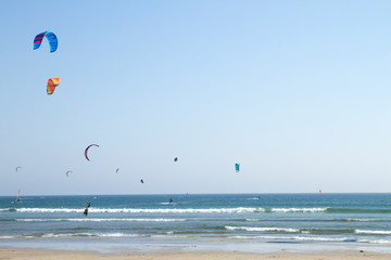 KIte surf and navy sports in the beach