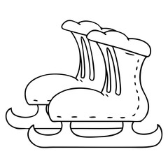 line drawing doodle ice skate boots
