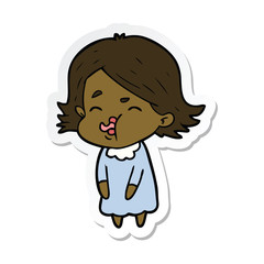 sticker of a cartoon girl pulling face