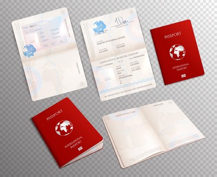 Biometric Passport Mockup Transparent Set