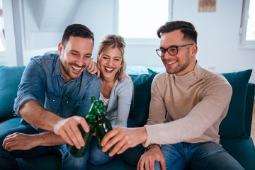 Drinking beer and having fun.