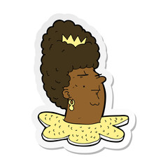 sticker of a cartoon queen head