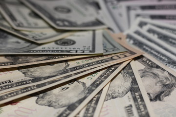 dollars on money background