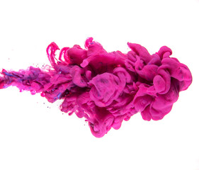 Ink in water isolated on white background. Rainbow of colors