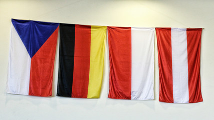 National flags of Czechia, Germany, Poland and Austria