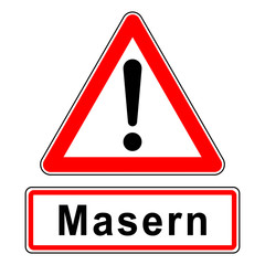 ncsc72 NewCombinationSignCaution ncsc - german text: Masern / Achtung / Ausrufezeichen / Warnung / dreieckig - quadrat xxl schwarz rot (measles virus) - g7269