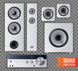Realistic Sound Audio System Transparent Icon Set