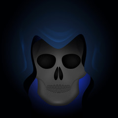 illustration of skull dead mask in the darkness