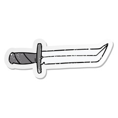 distressed sticker cartoon doodle of a short dagger