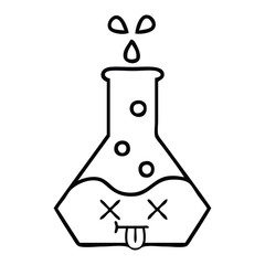 line drawing cartoon science beaker