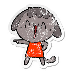 distressed sticker of a cute cartoon dog