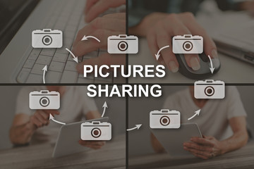 Naklejka premium Concept of pictures sharing
