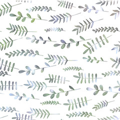 Foliage pattern on white background. Floral ornament decoration.