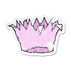 distressed sticker of a cartoon paper crown