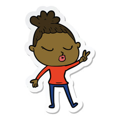 sticker of a cartoon calm woman