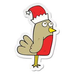 sticker of a cartoon christmas robin