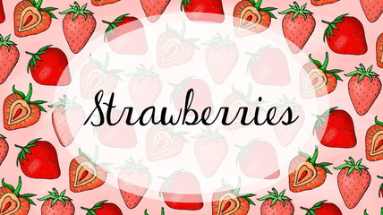 Vector Illustrator of strawberries pattern sketch style