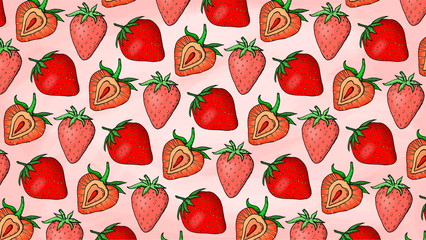 Vector Illustration of Strawberry Pattern Sketch Style