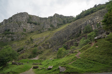 Part of Cheddar Gorge in the Mendip Hills, near the village of Cheddar, Somerset, England.