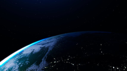 Obraz premium Big planet Earth. The flight above the Earth. View from space.