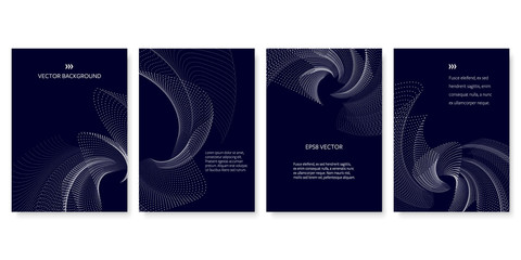 Set of Futuristic Cover Design Templates with Wavy Dots. EPS8 Vector. - obrazy, fototapety, plakaty