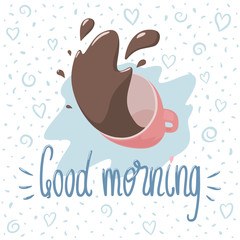 Vector illustration of cup of coffee and lettering 