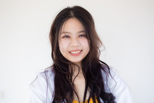 Portrait of happy young asian smiling women