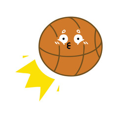 flat color retro cartoon basketball