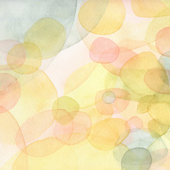 Hand painted watercolor illustration. Abstract background in green and yellow  color.