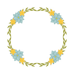 Vector illustration frame floral grey and yellow hand drawn