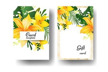 Fototapeta na wymiar Flowers background. Brochure creative with foliage design. Modern brochure cover design.