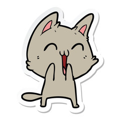 sticker of a happy cartoon cat