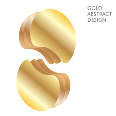 Gold gradient colored shape, abstract modern liquid geometric element template. Vector eps10 illustration..