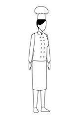 chef woman worker avatar in black and white