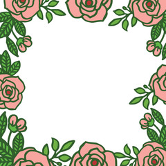 Vector illustration beautiful red and pink flower frame hand drawn