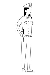 police officer woman worker avatar in black and white