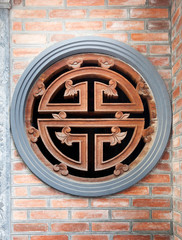 Fototapeta na wymiar Chinese longevity symbol made of ceramic
