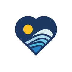 love sunset vector logo icon