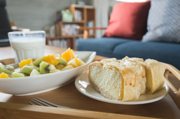 breakfast with fruit and cake