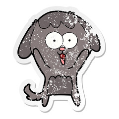 distressed sticker of a cute cartoon dog