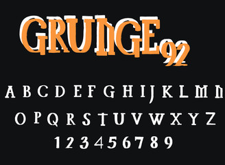 Fototapeta na wymiar Grunge Font - Vector distress brush alphabet. White vector font