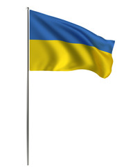 Waving flags of europe country on a silver pole