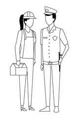 Jobs and professions avatar in black and white