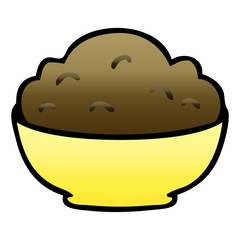 quirky gradient shaded cartoon bowl of pudding