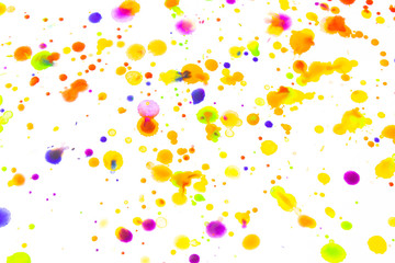 Watercolour Coloured Paint Drips Splatters and spots for Background