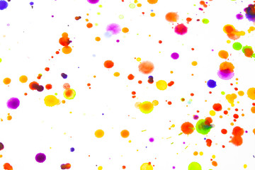 Watercolour Coloured Paint Drips Splatters and spots for Background