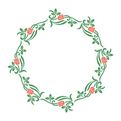 Fototapeta na wymiar Vector illustration green leaf wreath frames for greeting card hand drawn