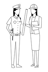 Jobs and professions avatar in black and white